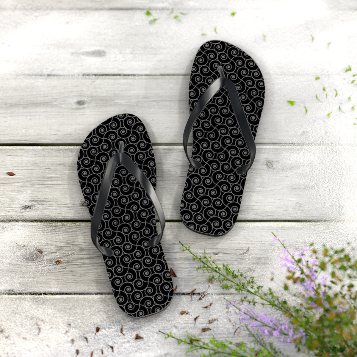 Black Monogram Flip Flops, Sandals Slides, Summer Footwear, Brand New