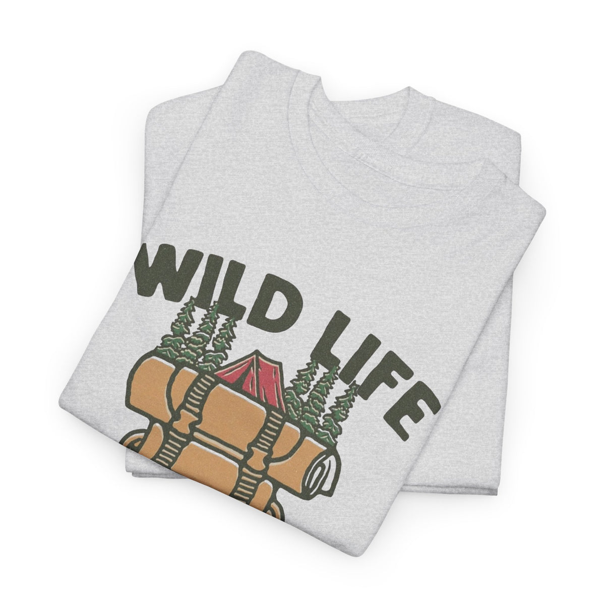 Wild Life Outdoor Camping Graphic T Shirt Men's Heavy Cotton Tee