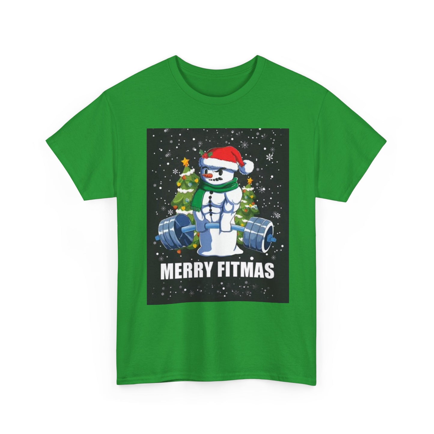 Merry Fitmas Shirt Funny Gym Snowman Christmas Gym Unisex Heavy Cotton Tee