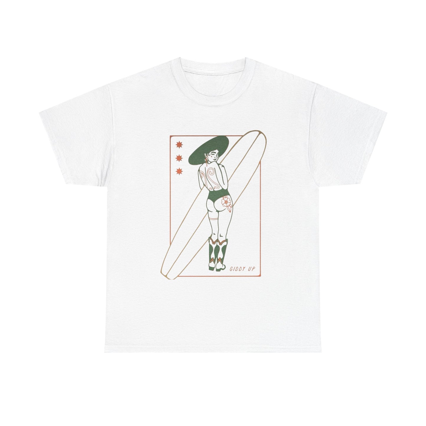 Giddy Up Surfer Graphic T-Shirt Cotton Tee New Gift Vintage