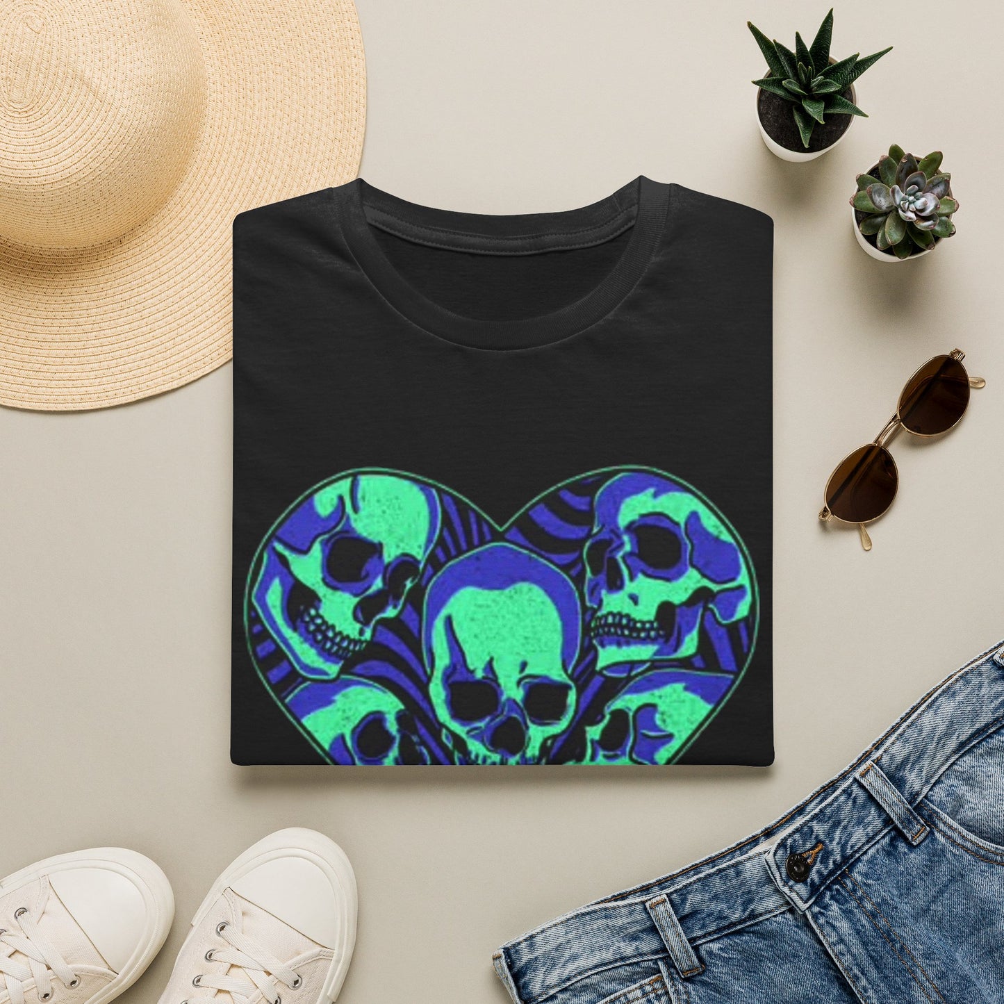 Death Heart Graphic T Shirt Retro Skeleton Unisex Softstyle T-Shirt