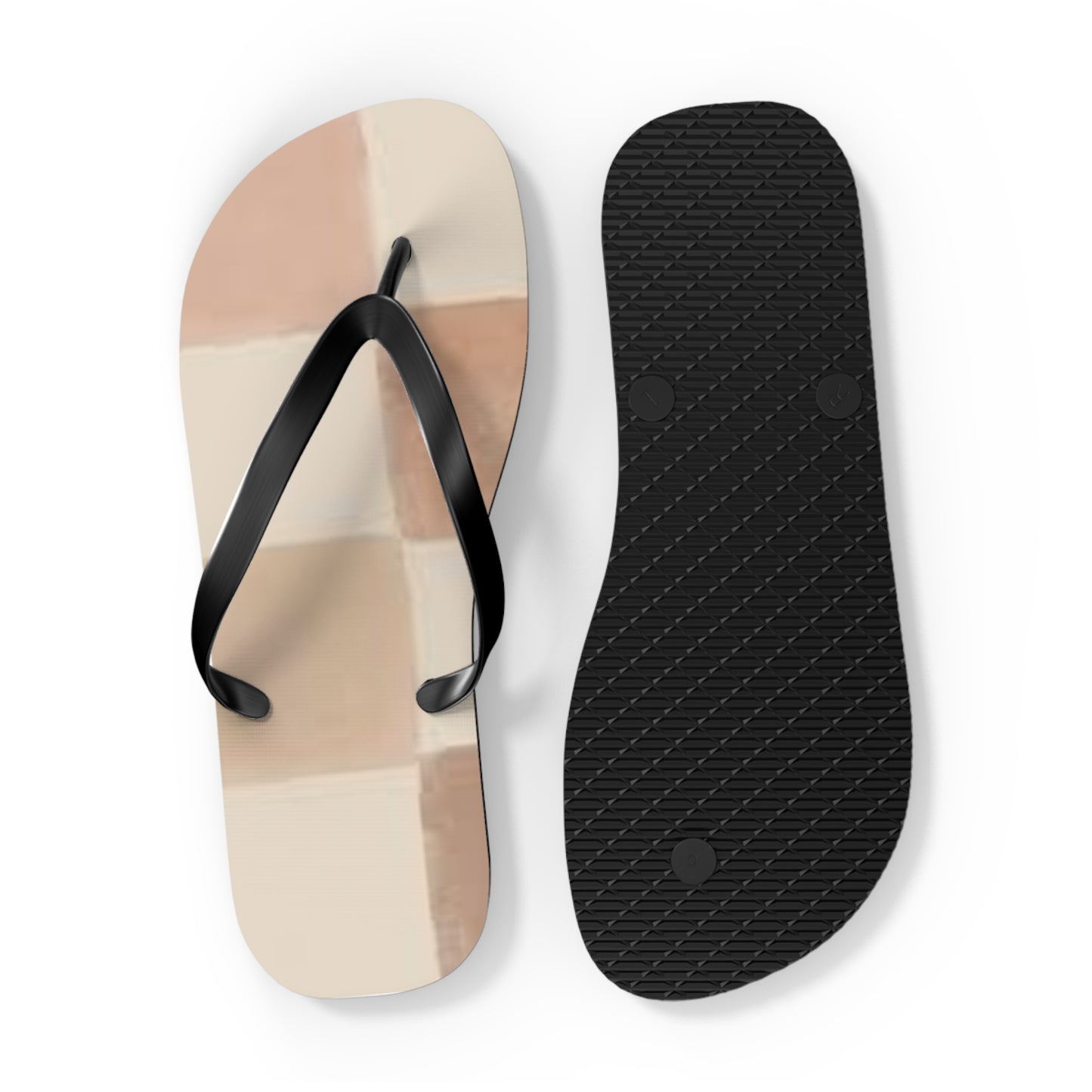 Tan Checkered Sandals, Beach Shoes, Vacation Flip Flops, Pool Slides