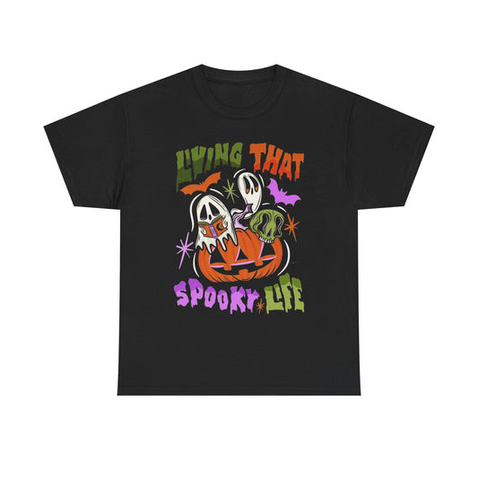 Living That Spooky Life Halloween T Shirt Unisex Heavy Cotton Tee