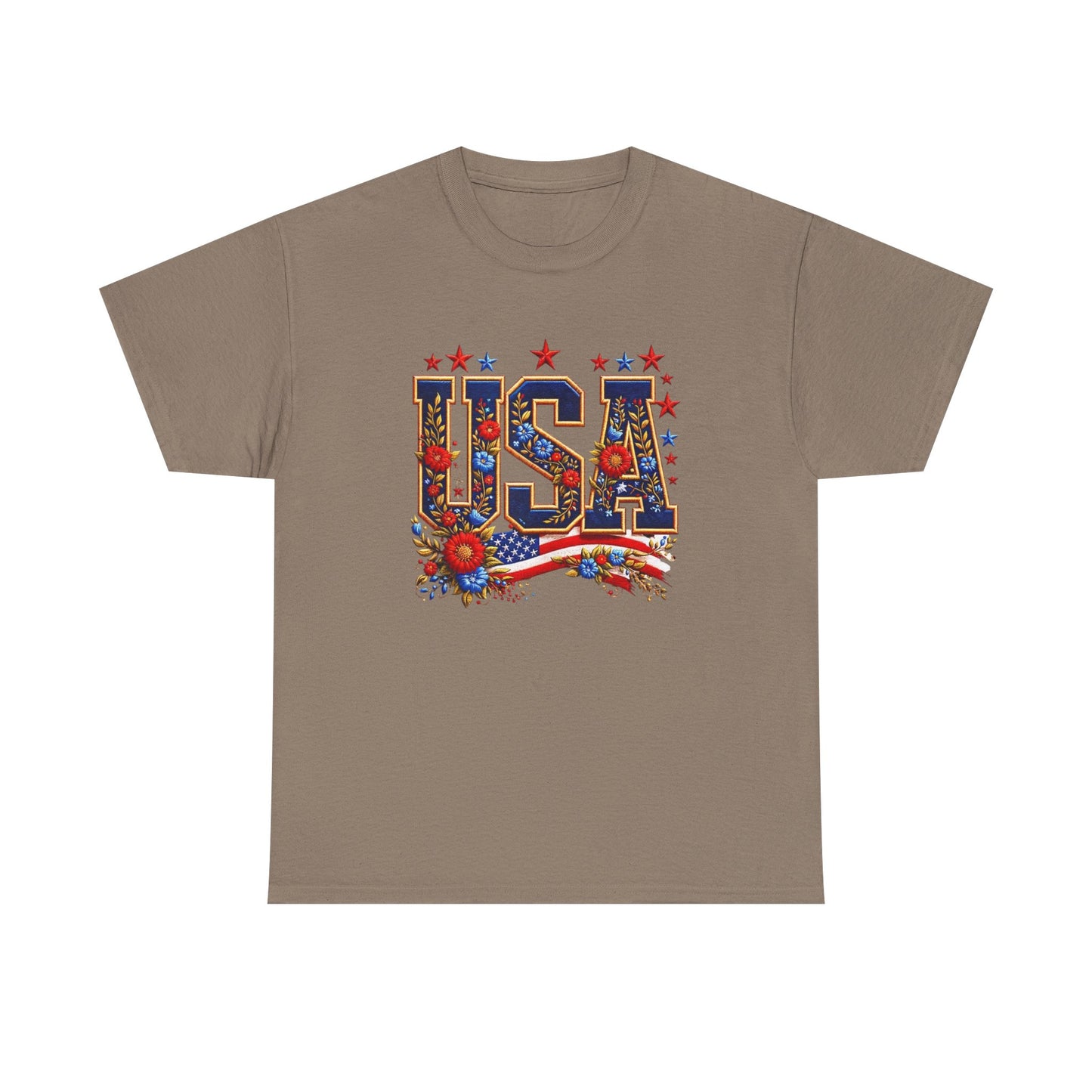 United States Floral Graphic T Shirt Unisex NEW Heavy Cotton Tee