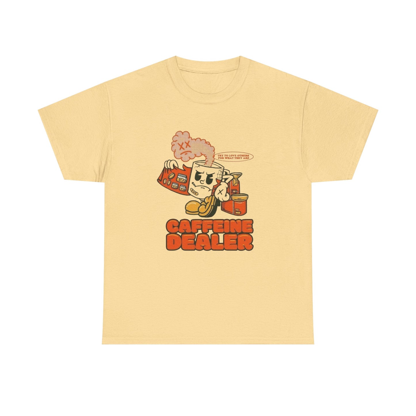 Caffeine Dealer Funny Graphic T Shirt Unisex Heavy Cotton Tee