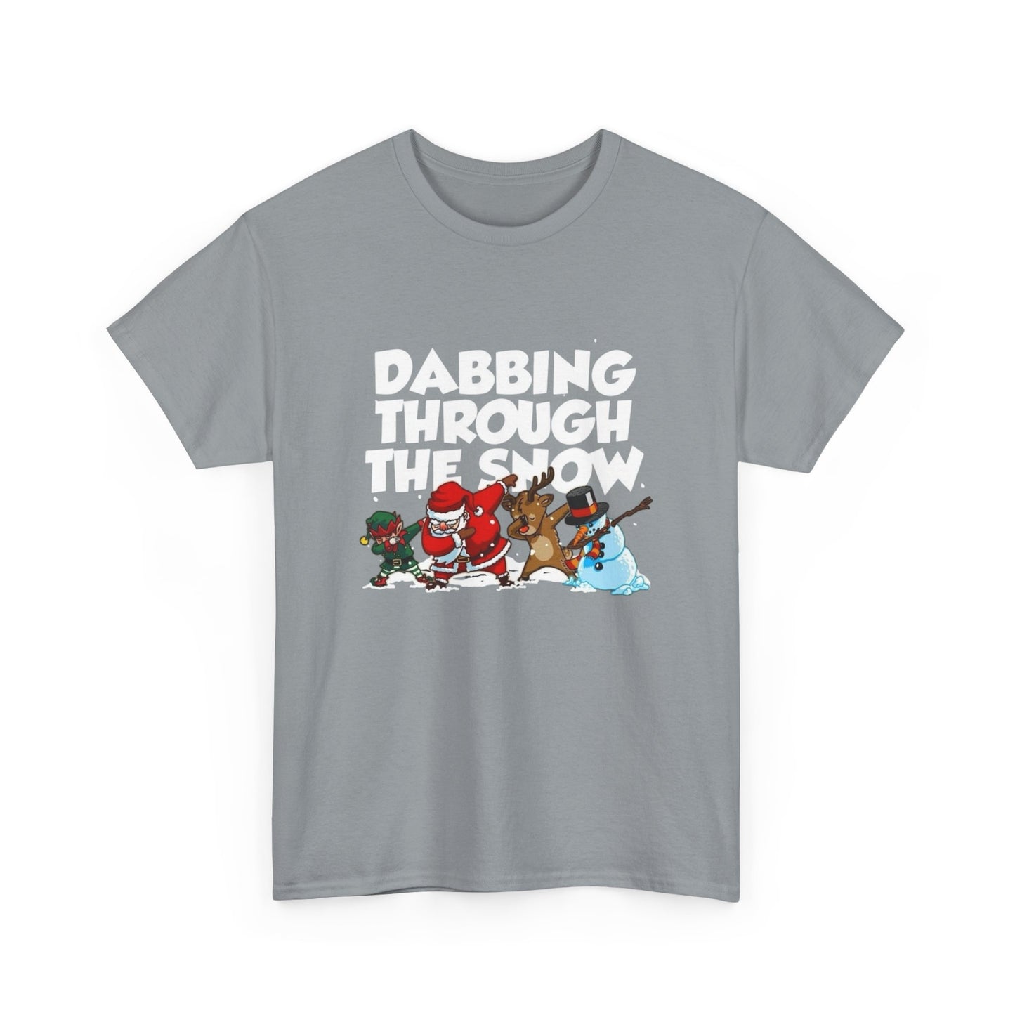Dabbing Through The Snow Christmas Graphic T Shirt NEW Unisex Heavy Cotton Tee