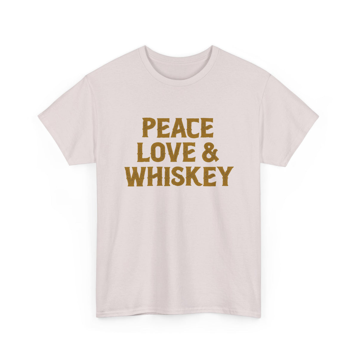 Peace Love And Whiskey Graphic T Shirt Men's Classic Heavy Cotton Tee
