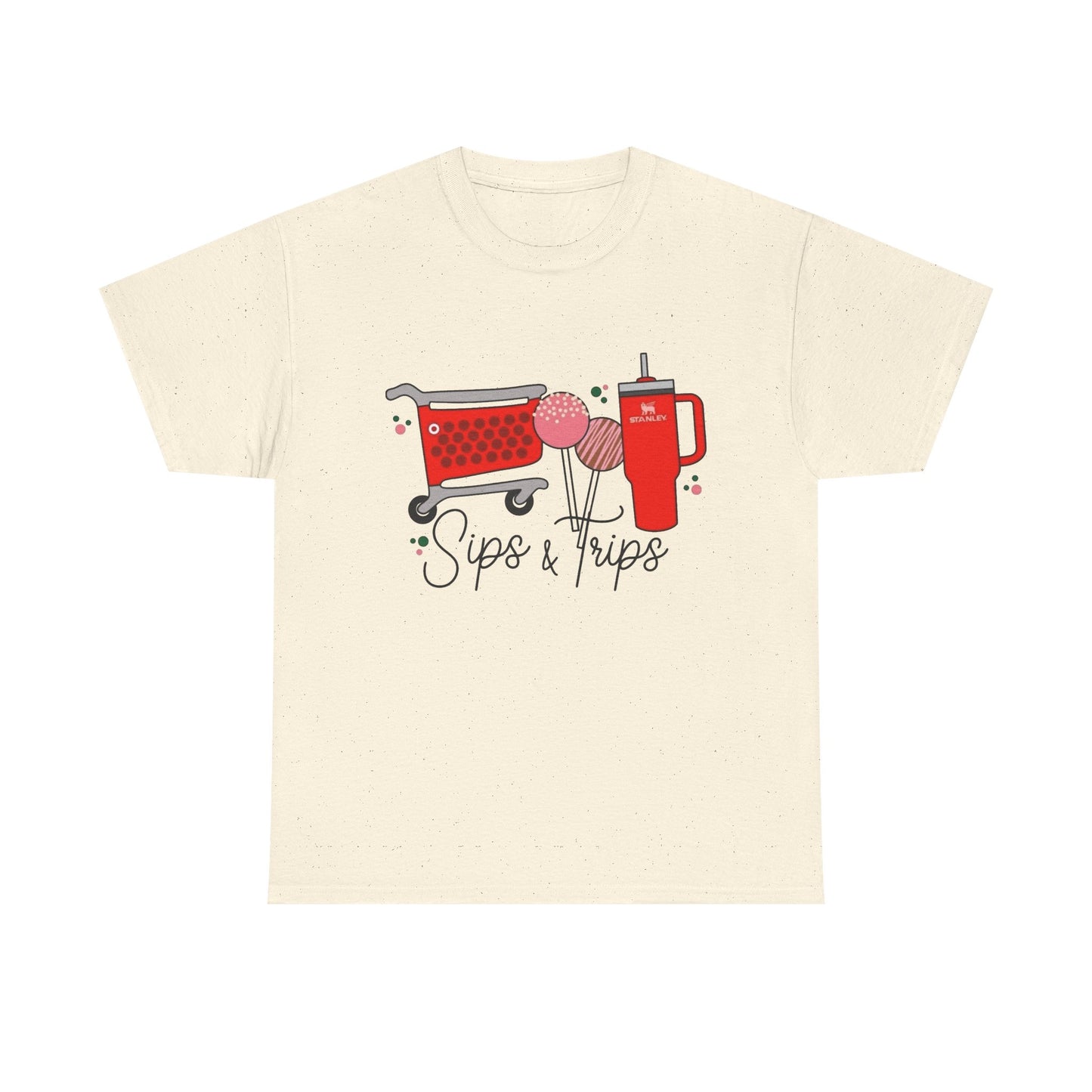 Sips And Trips Shopping Target Run Graphic T Shirt NEW Unisex Heavy Cotton Tee