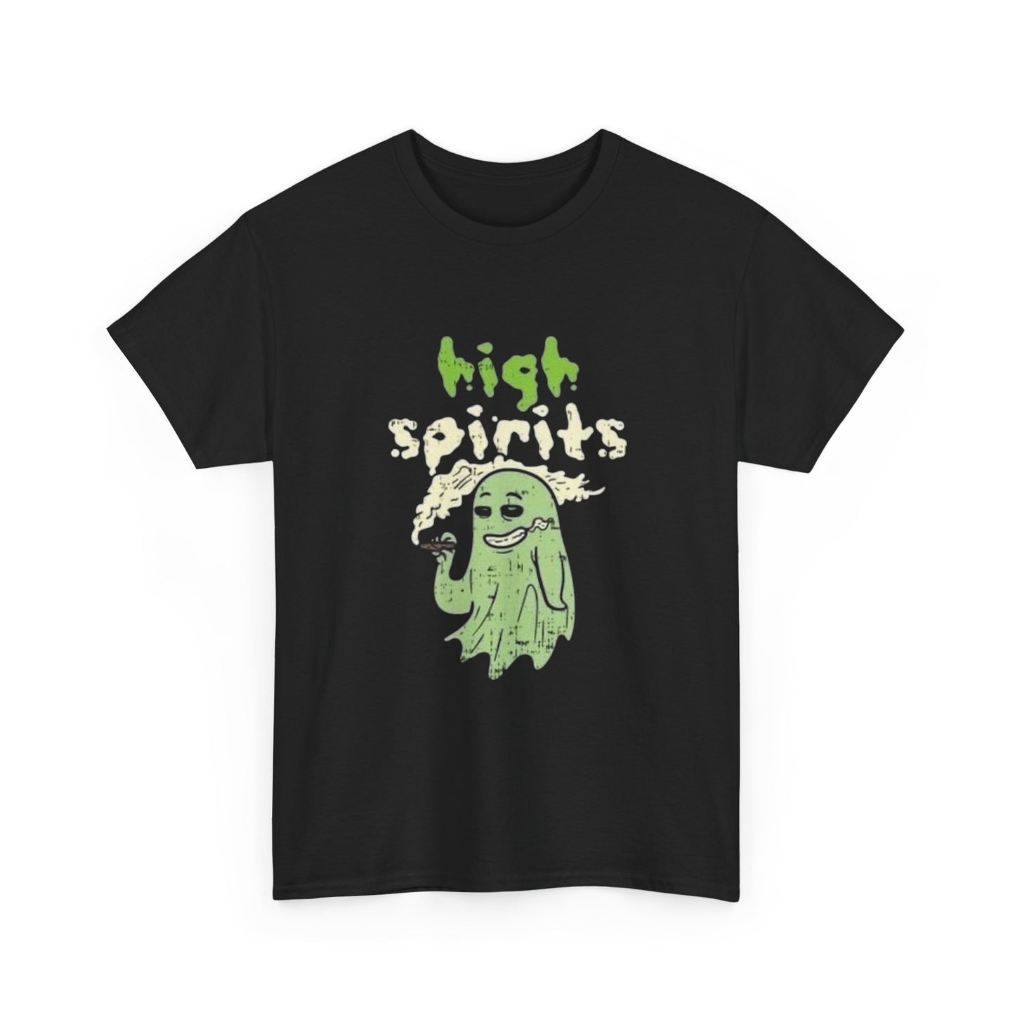 High Spirits Funny Weed Halloween T Shirt Unisex Heavy Cotton Vintage Gift NEW