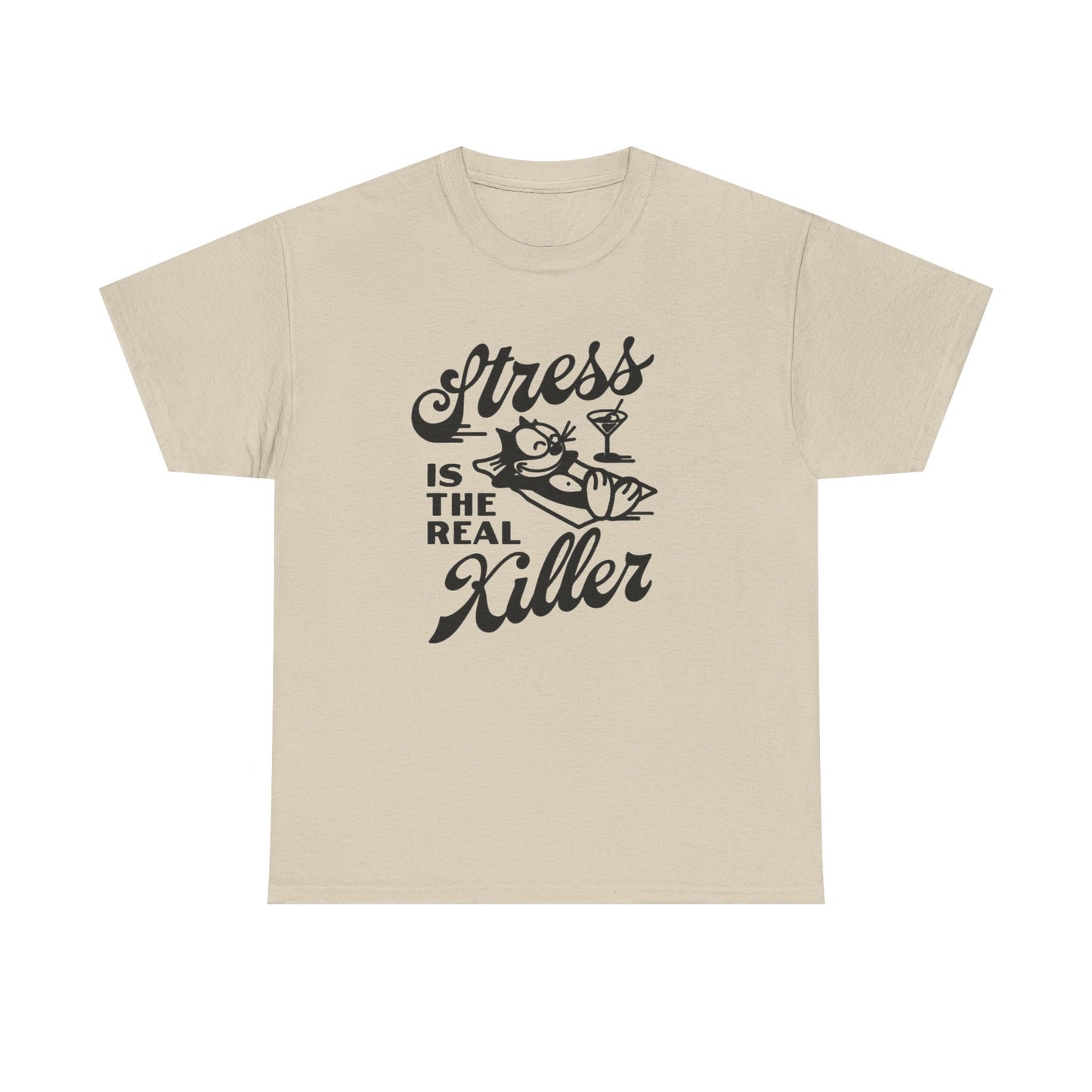 Stress Is The Real Killer Graphic T Shirt NEW Vintage Unisex Heavy Cotton Tee