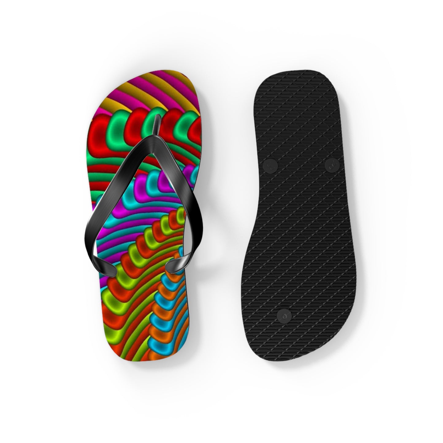 Groovy Tie Dye Flip Flops, Sandals Slides, Summer Footwear, Brand New