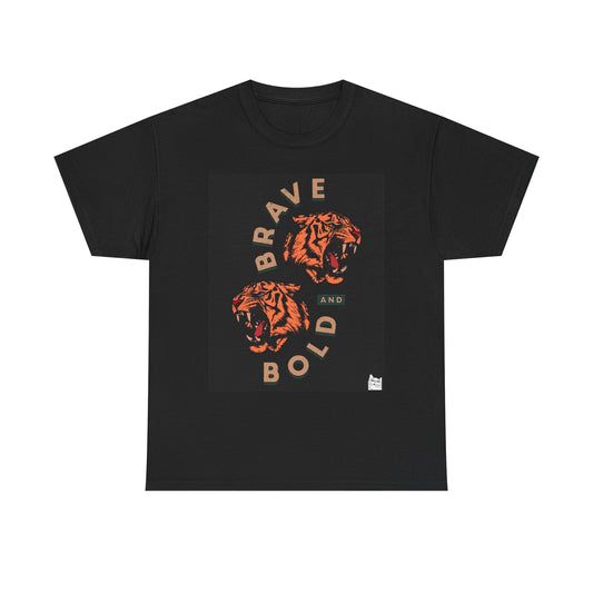 Bold And Brave Tigers Graphic T Shirt Vintage Unisex Heavy Cotton Tee