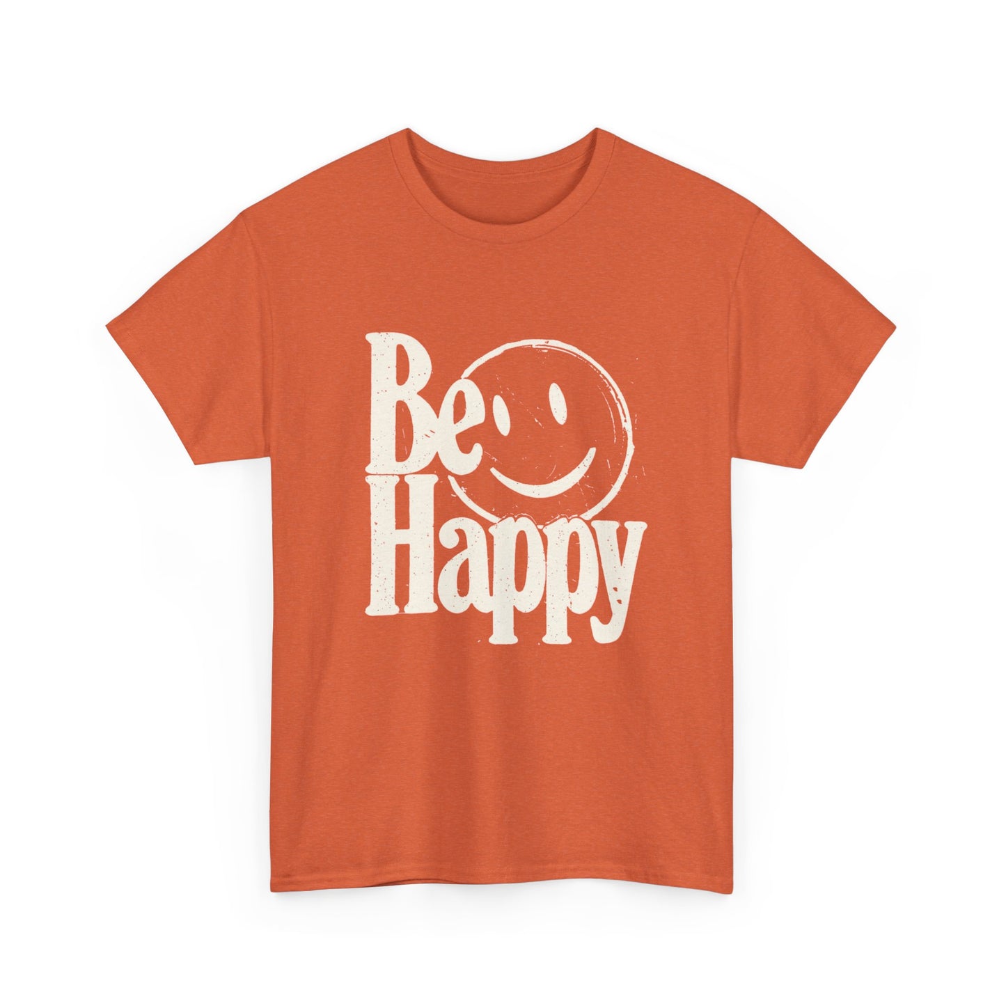 Be Happy Smiley Face Graphic T Shirt Unisex Cotton Tee - New Gift - Tee Retro
