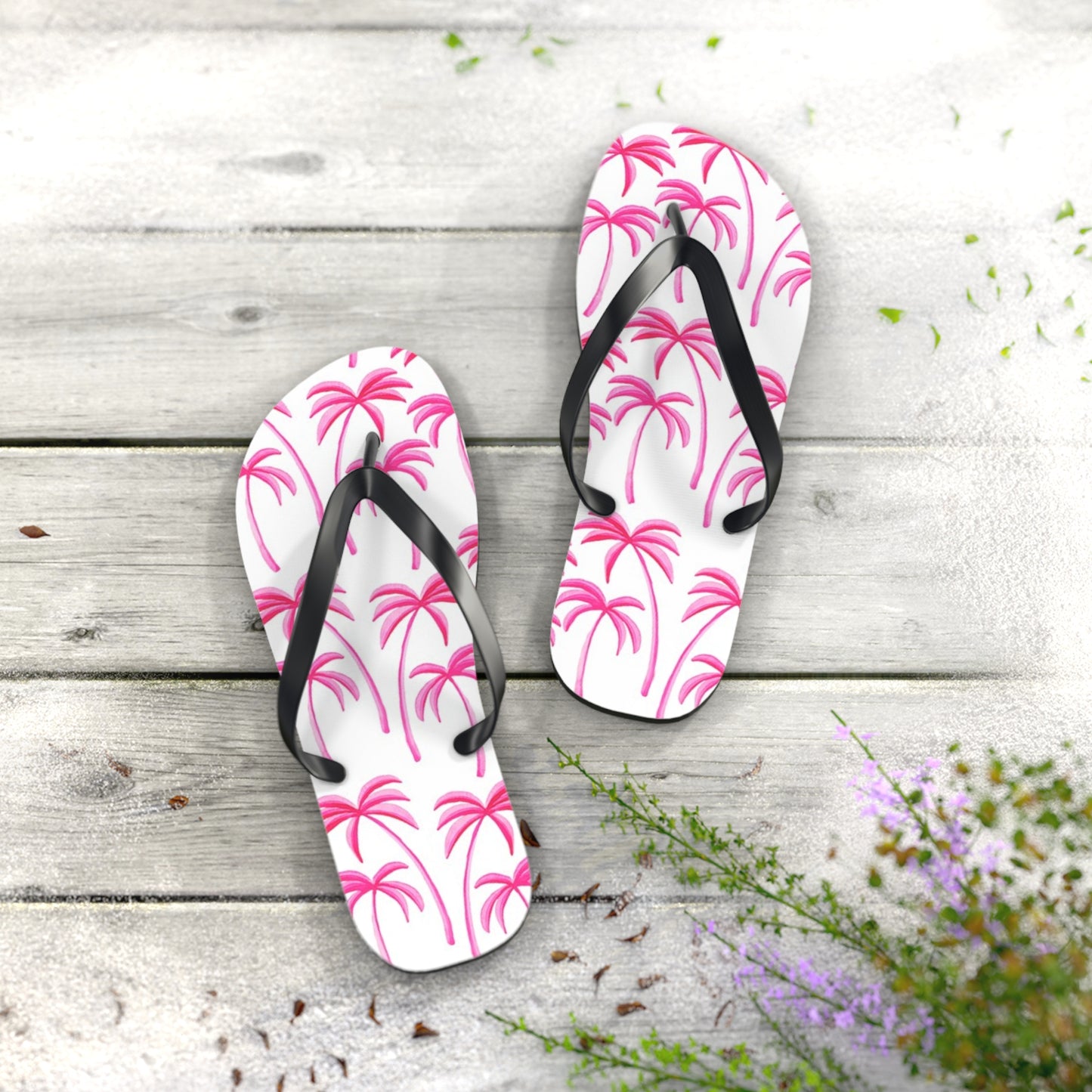 Pink Palms Sandals Summer Flip Flops Slides BRAND NEW
