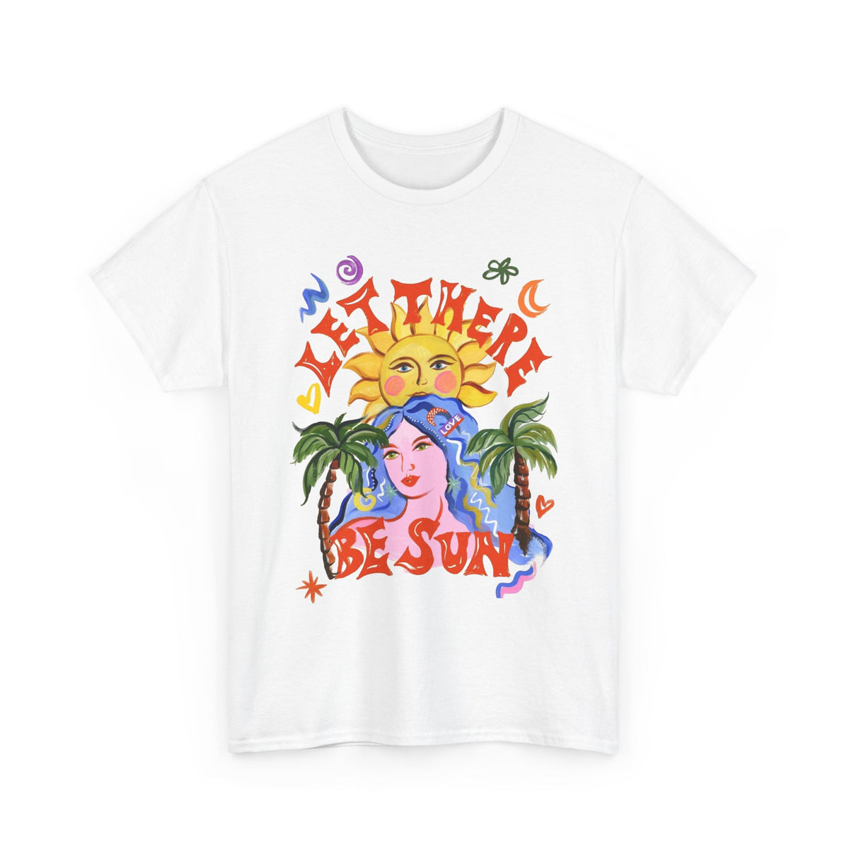 Sun and Woman Graphic T-Shirt, Retro Summer Artwork Men's Graphic Tee