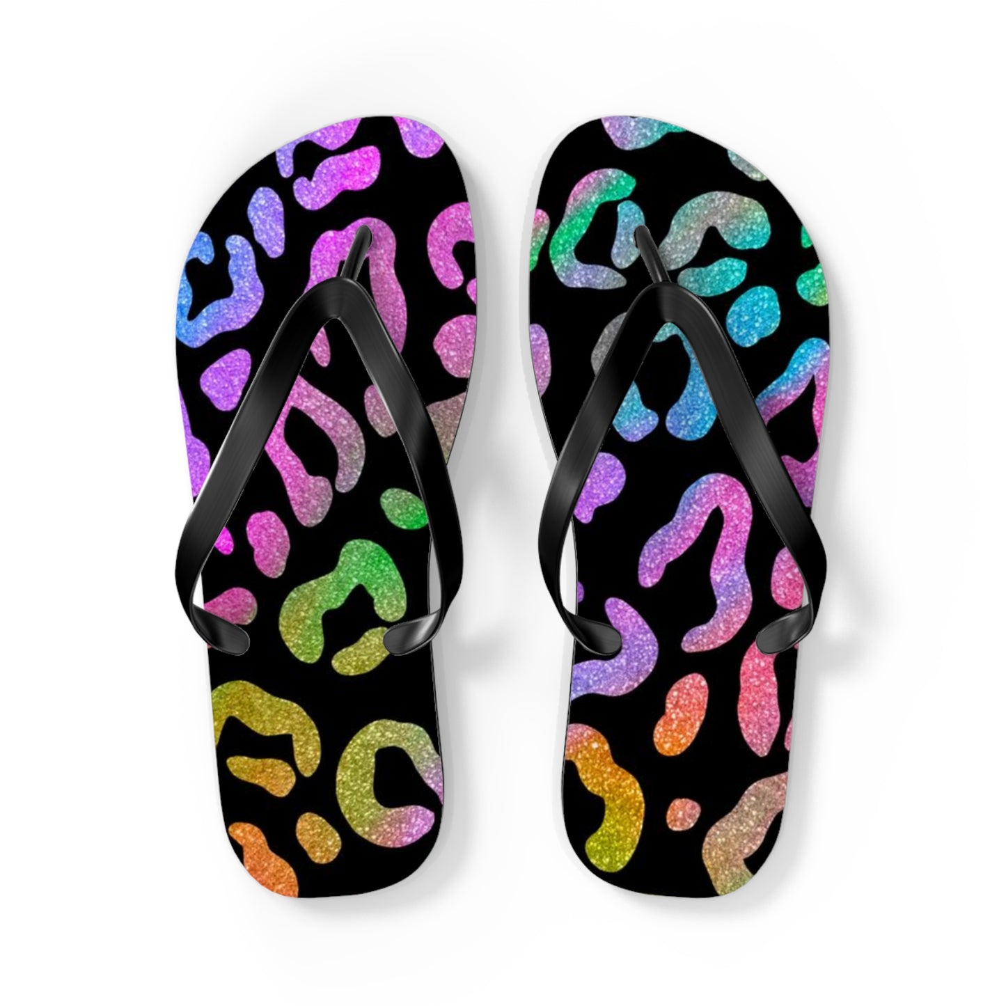 Glitter Cheetah Beach Sandals, Slides for Summer, Flip Flops, Water Resistant
