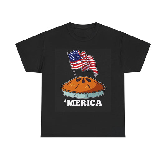American Apple Pie Tshirt American Flag july 4th USA Unisex Heavy Cotton Tee