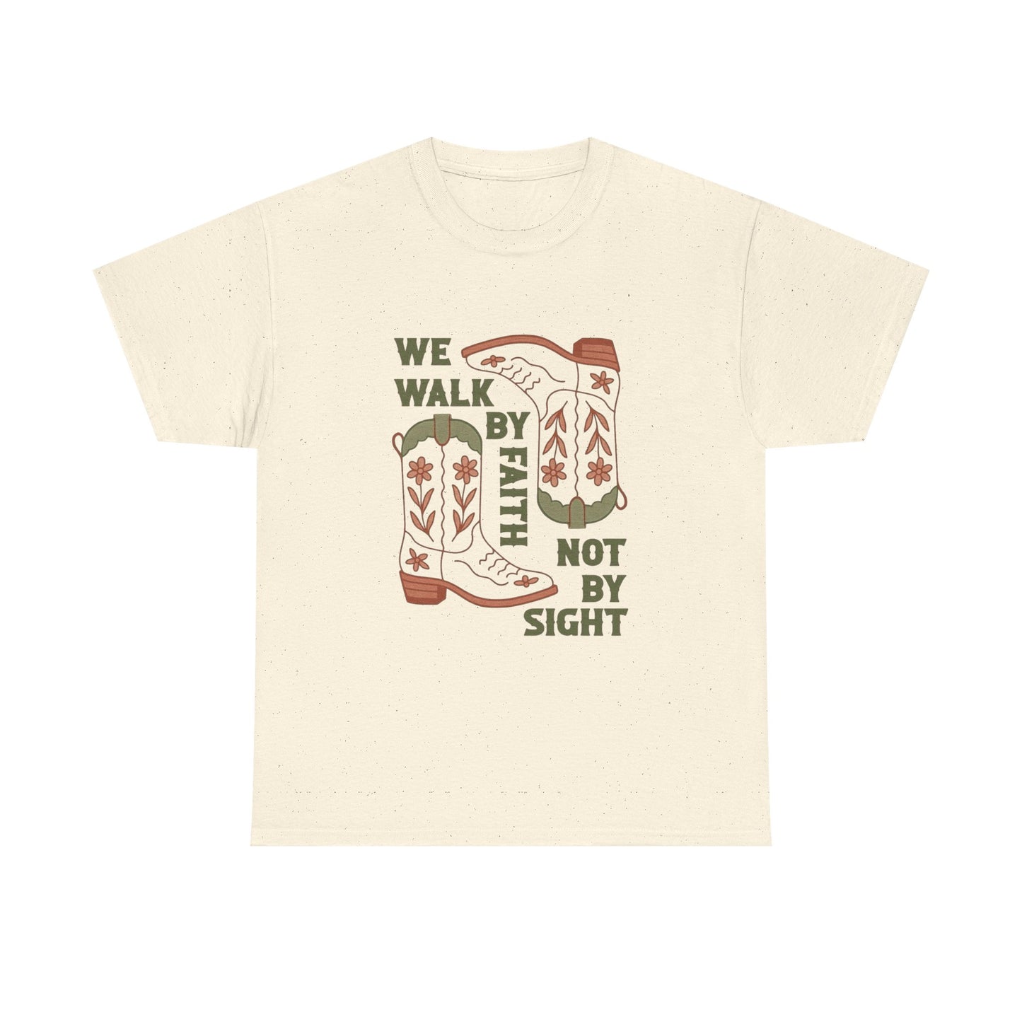 We Walk By Faith Graphic T Shirt Unisex Heavy Cotton Tee