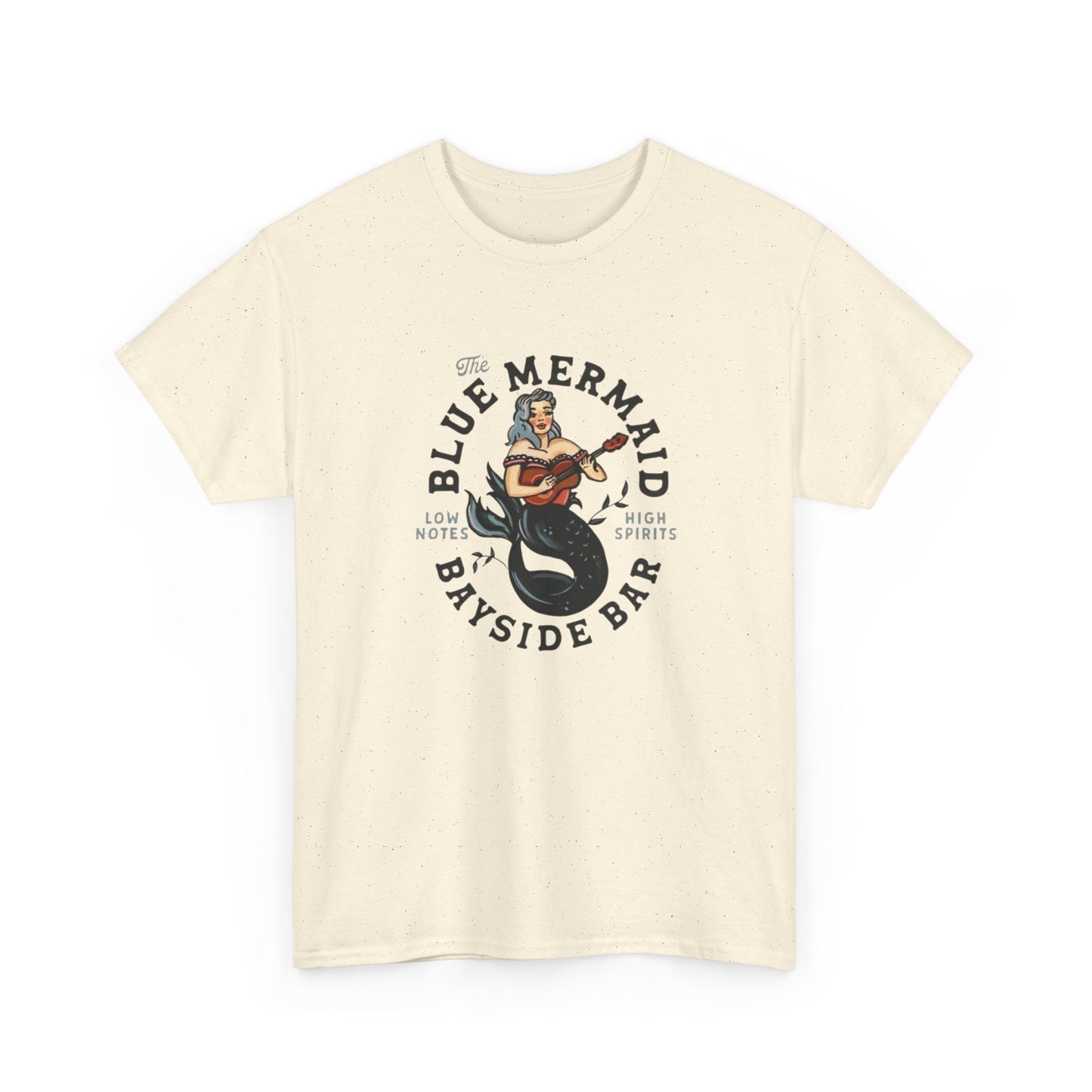 Blue Mermaid Bayside Bar Retro Graphic T Shirt Unisex Heavy Cotton Tee