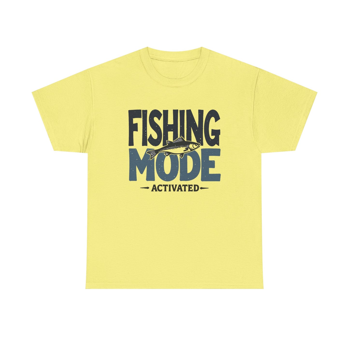 Fishing Mode Activated Graphic T Shirt Men's Heavy Cotton Tee