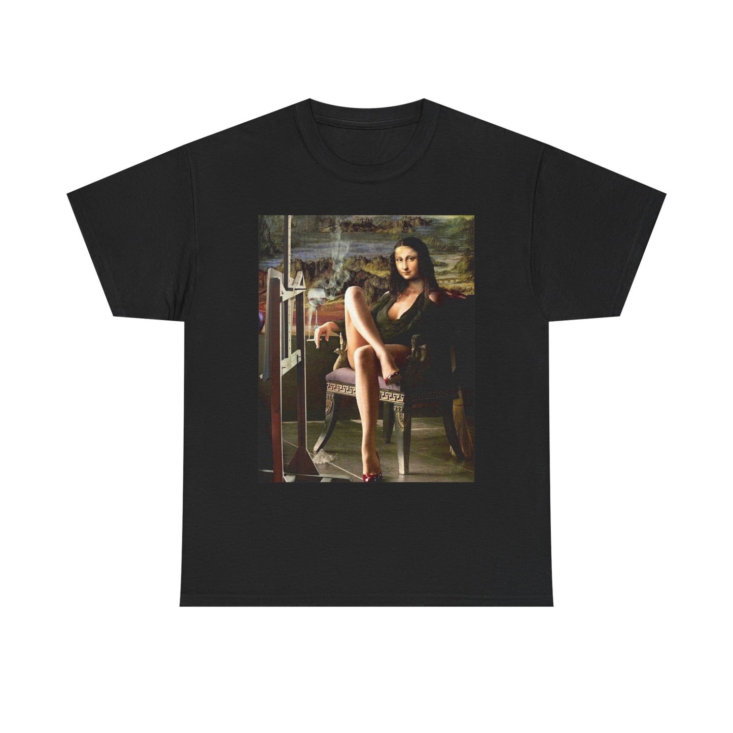 Mona Lisa Funny Smoking Graphic T Shirt ADULT NEW Heavy Cotton Tee