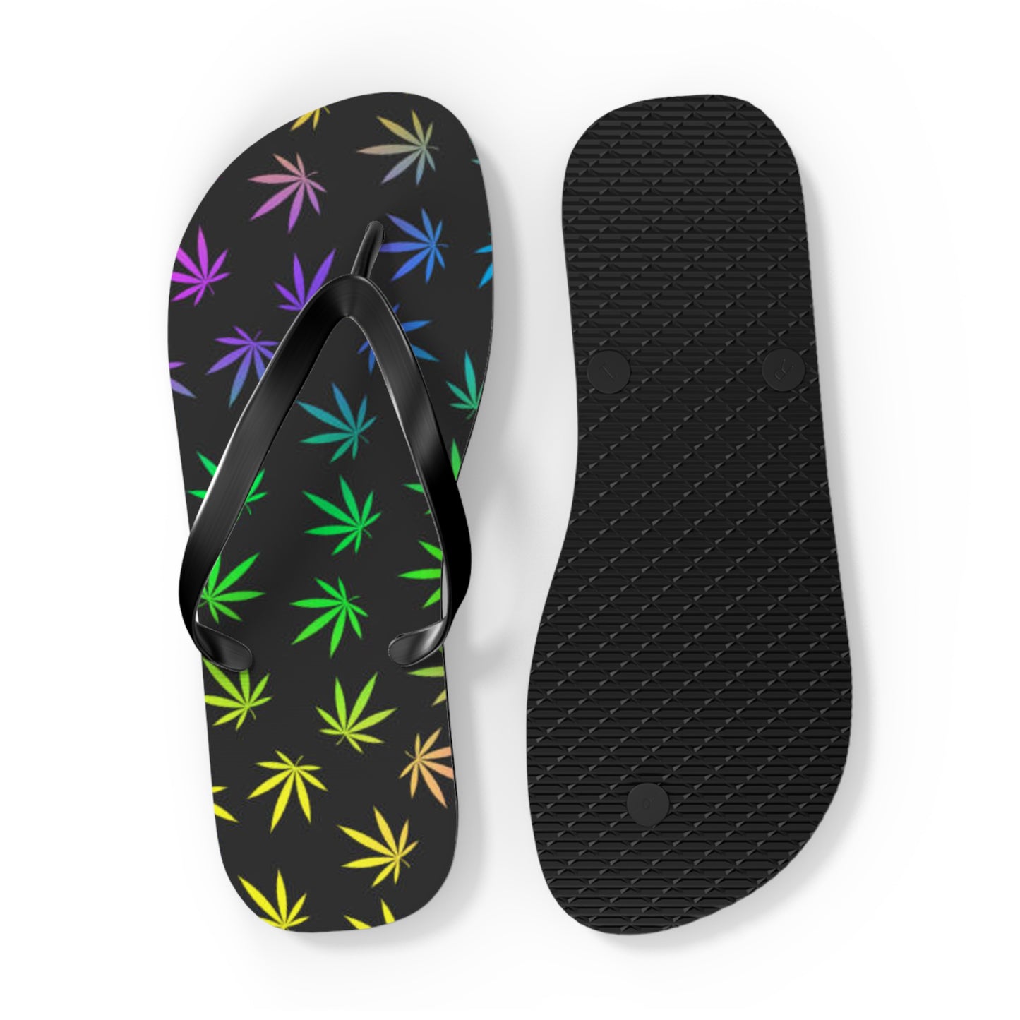 WAVES And SUN Co Sandals Pot Leaf - Flip Flops -Slides Summer Beach BRAND NEW