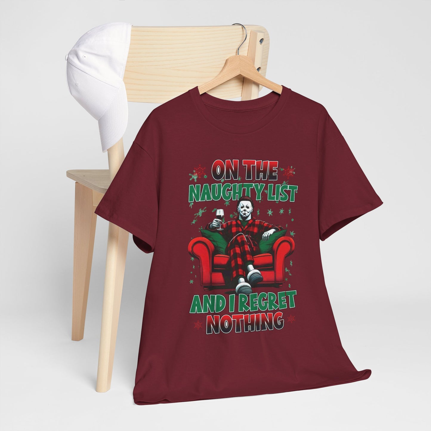 On The Naughty List Funny Christmas Graphic T Shirt NEW ADULT Tee