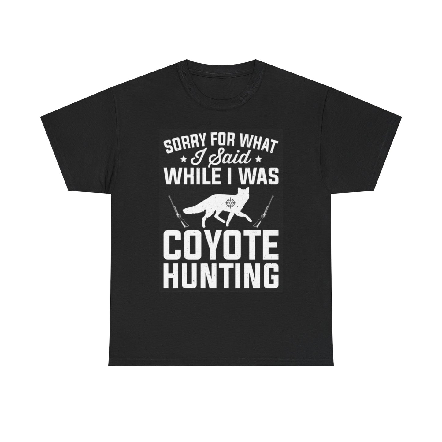 Coyote Hunting Graphic T Shirt Funny Woods Outdoors Camping Unisex Heavy Cotton