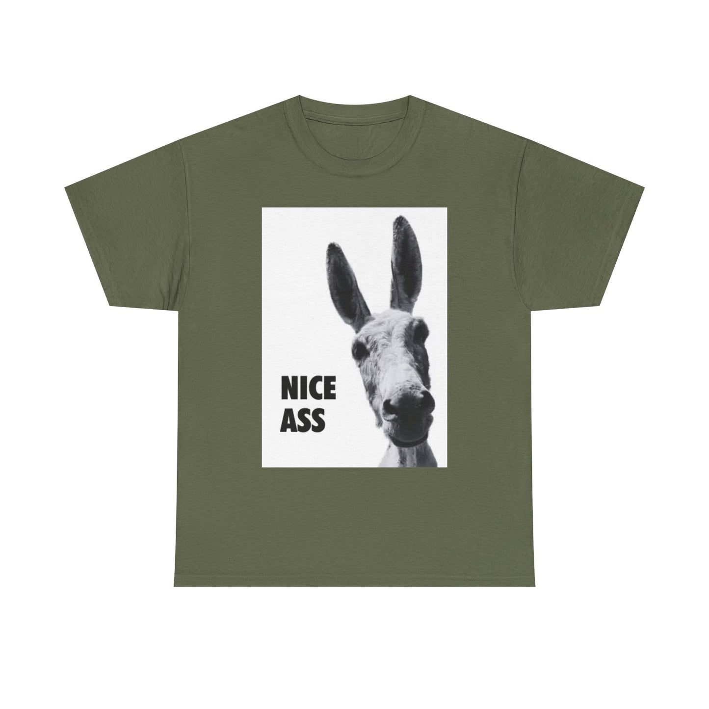 Nice Ass T Shirt Funny Donkey Animal Jokes Comedy Gift Unisex Heavy Cotton Tee