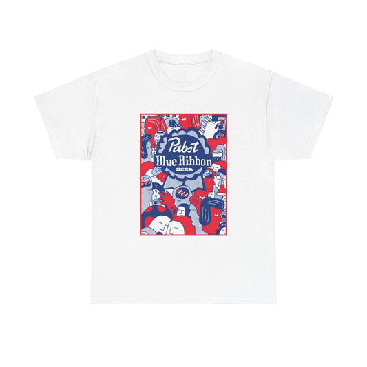 Pabst Blue Ribbon Tshirt Vintage Poster Beer American Unisex Heavy Cotton 90s