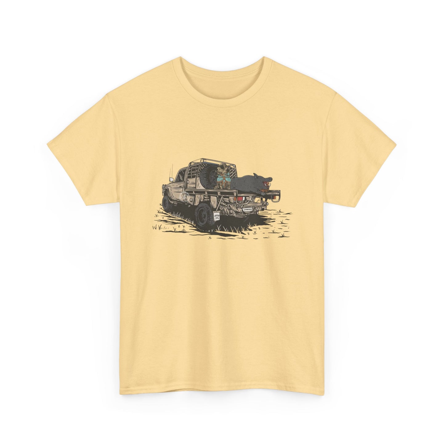Hog Hunting Graphic T Shirt Unisex Heavy Cotton Tee