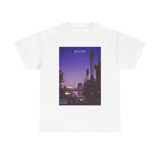 Boston Skyline Graphic T Shirt Retro Summer Nights Unisex Heavy Cotton Tee