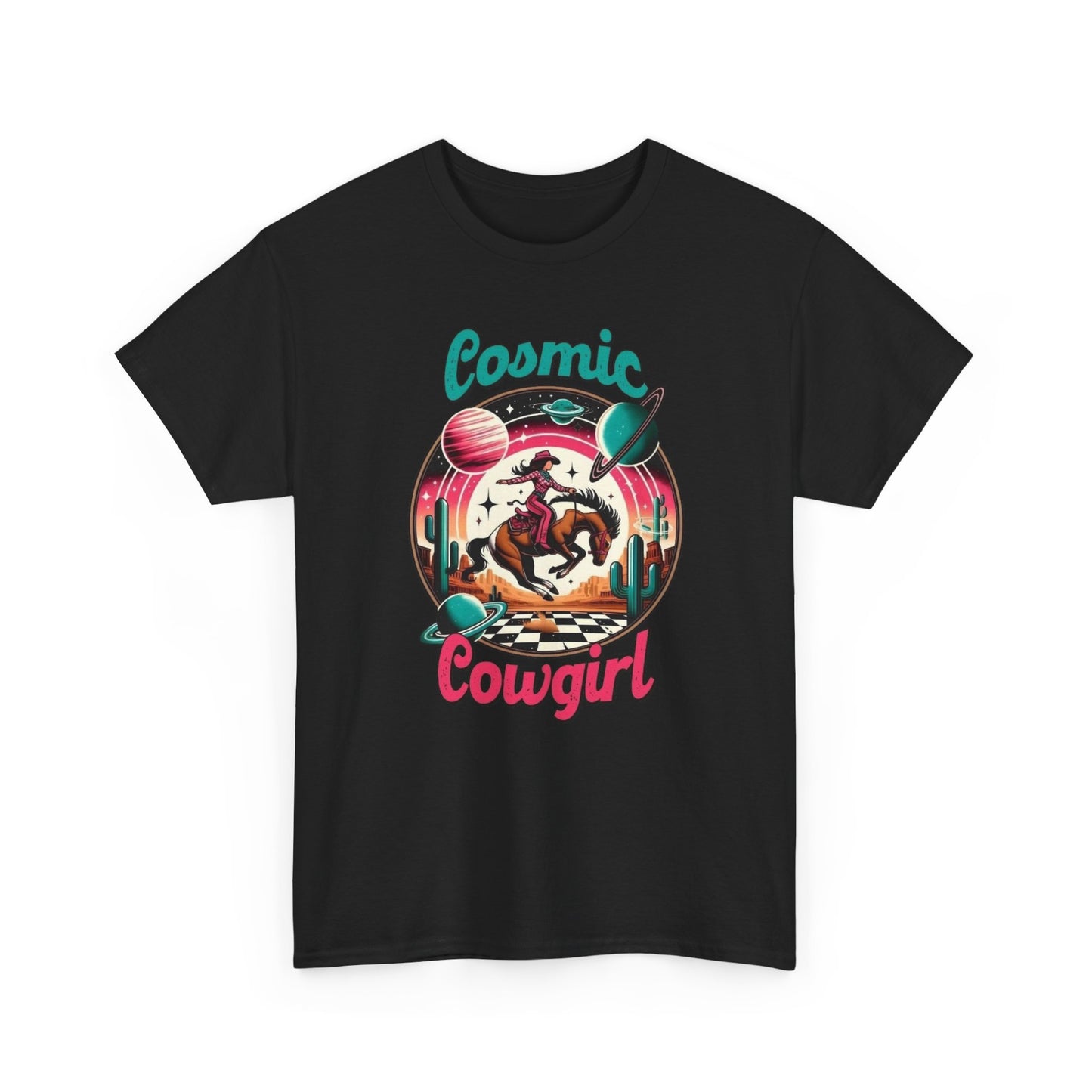 Cosmic Cowgirl Graphic T Shirt Unisex Heavy Cotton Tee