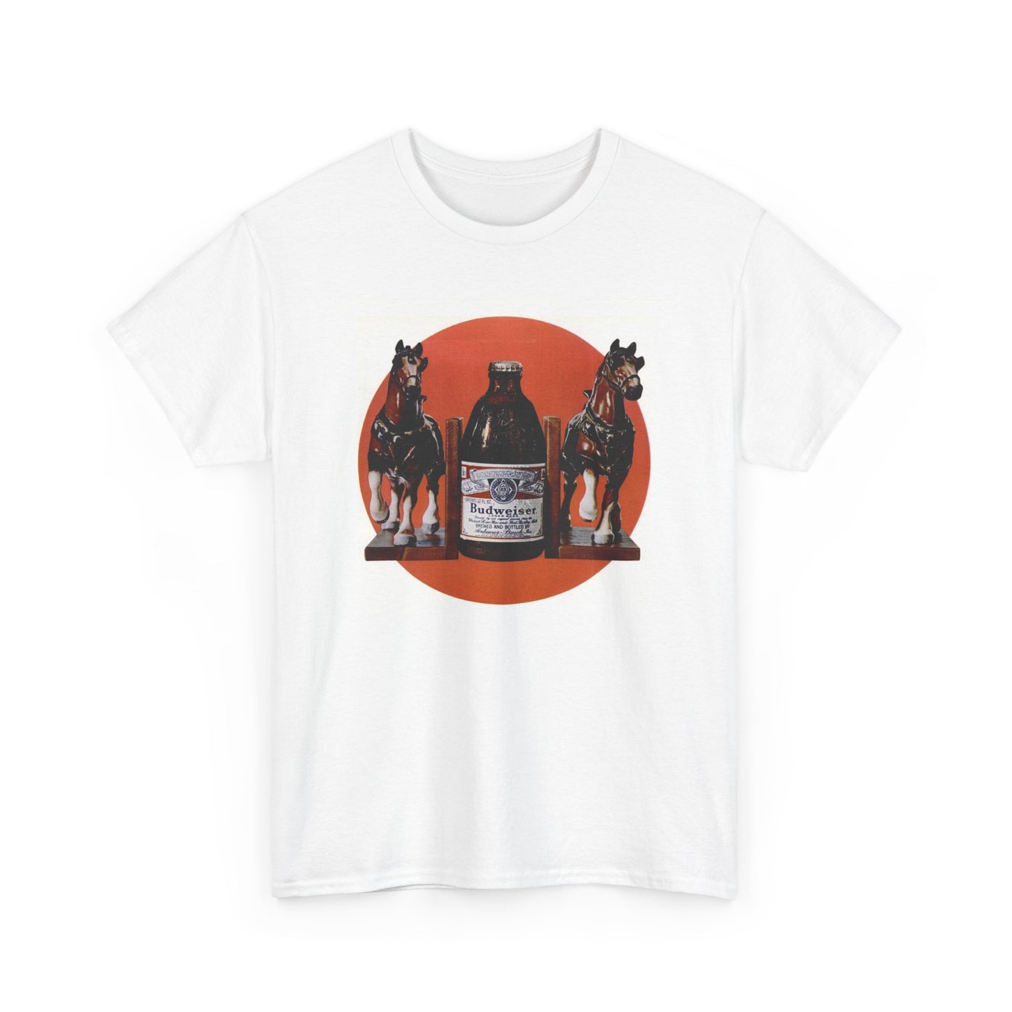 Vintage Beer Poster Horses Graphic T Shirt Unisex Heavy Cotton Tee Gift