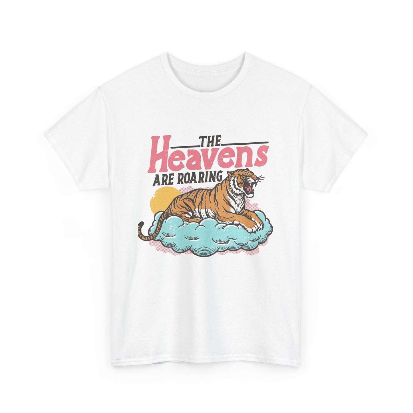 The Heavens Are Roaring Tiger Retro Graphic T Shirt Regular Men's Heavy Cotton Tee