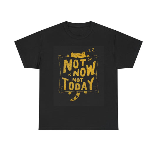 Not Now Not Today Cat Shirt Funny Kitten Sleeping Unisex Heavy Cotton Tee