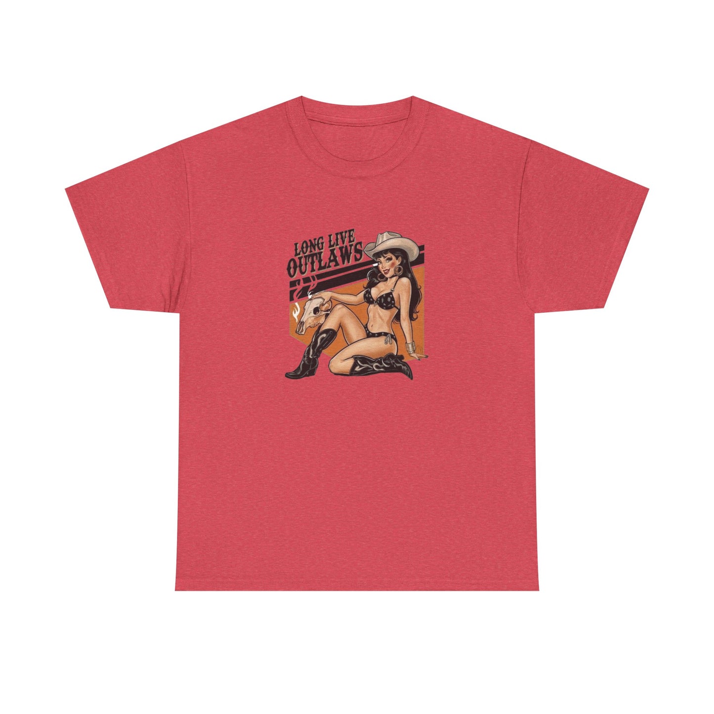 Long Live Outlaws Cowgirl Graphic T Shirt Unisex Heavy Cotton Tee GIFT NEW