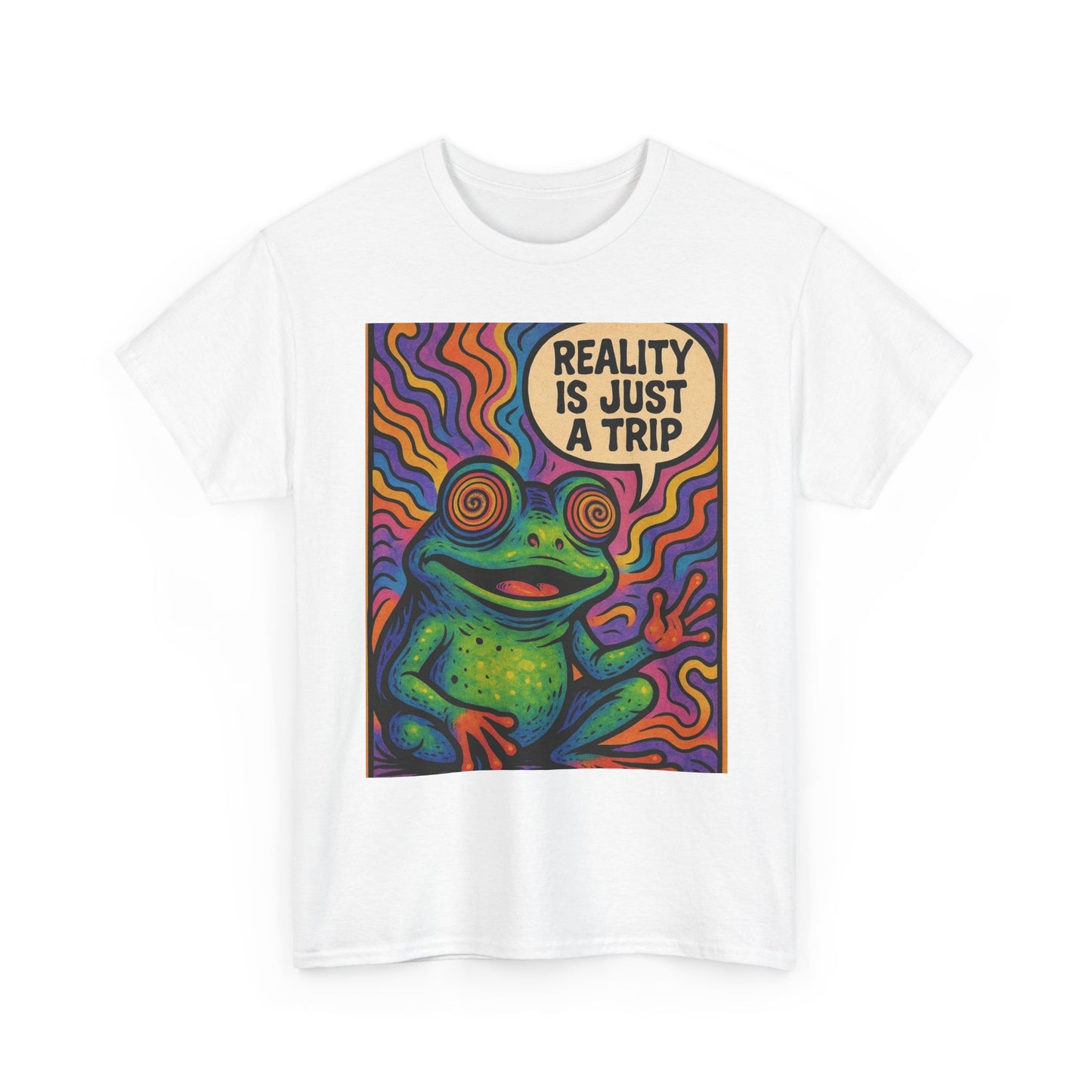 Reality Is Just A Trip Graphic T Shirt Toad Mushrooms Unisex Heavy Cotton Tee