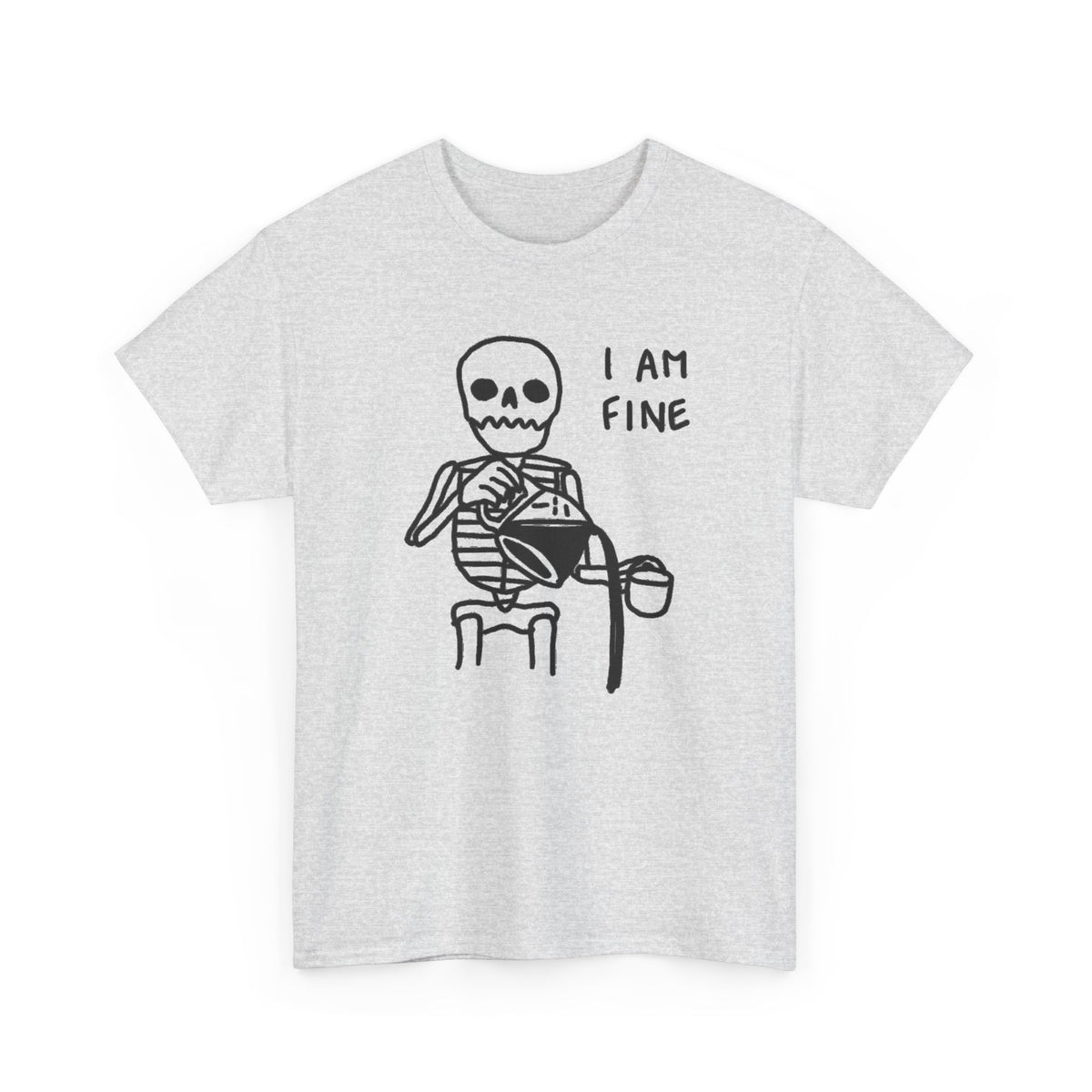 Skeleton I Am Fine Graphic T-Shirt Men's Tee Funny