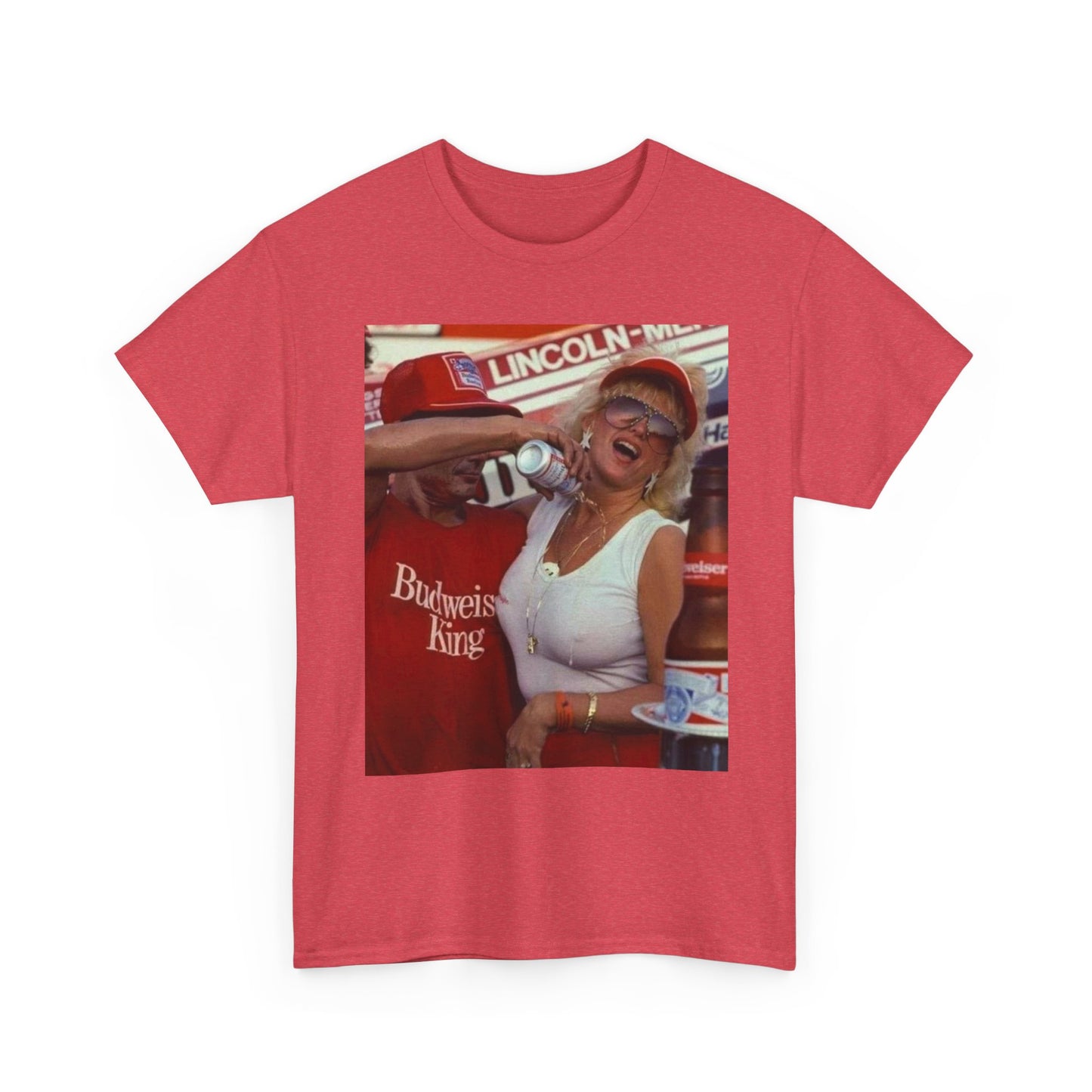 Bud Vintage Beer Poster Racing T Shirt Graphic Unisex Heavy Cotton Tee NEW GIFT