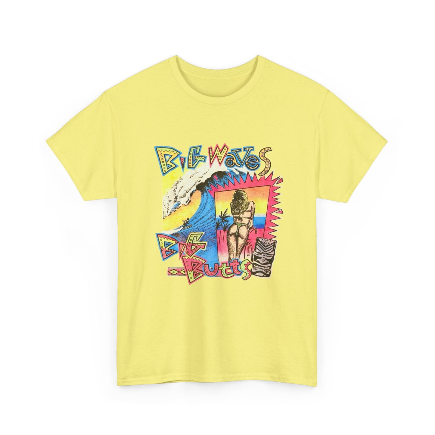 Big Waves Big Asses Vintage Surfing Graphic T Shirt NEW Unisex Heavy Cotton Tee
