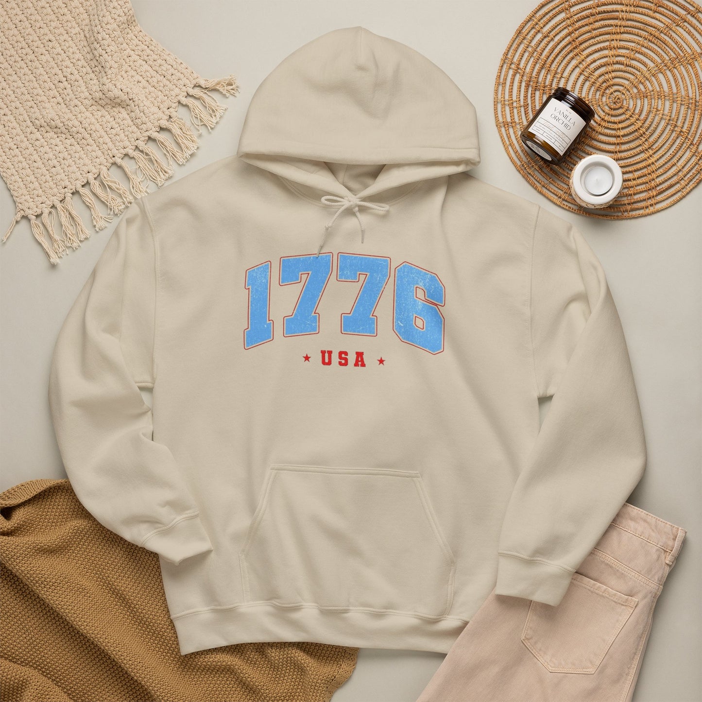1776 USA Retro America Graphic Hoodie Men's Heavy Blend™ Hooded Sweatshirt
