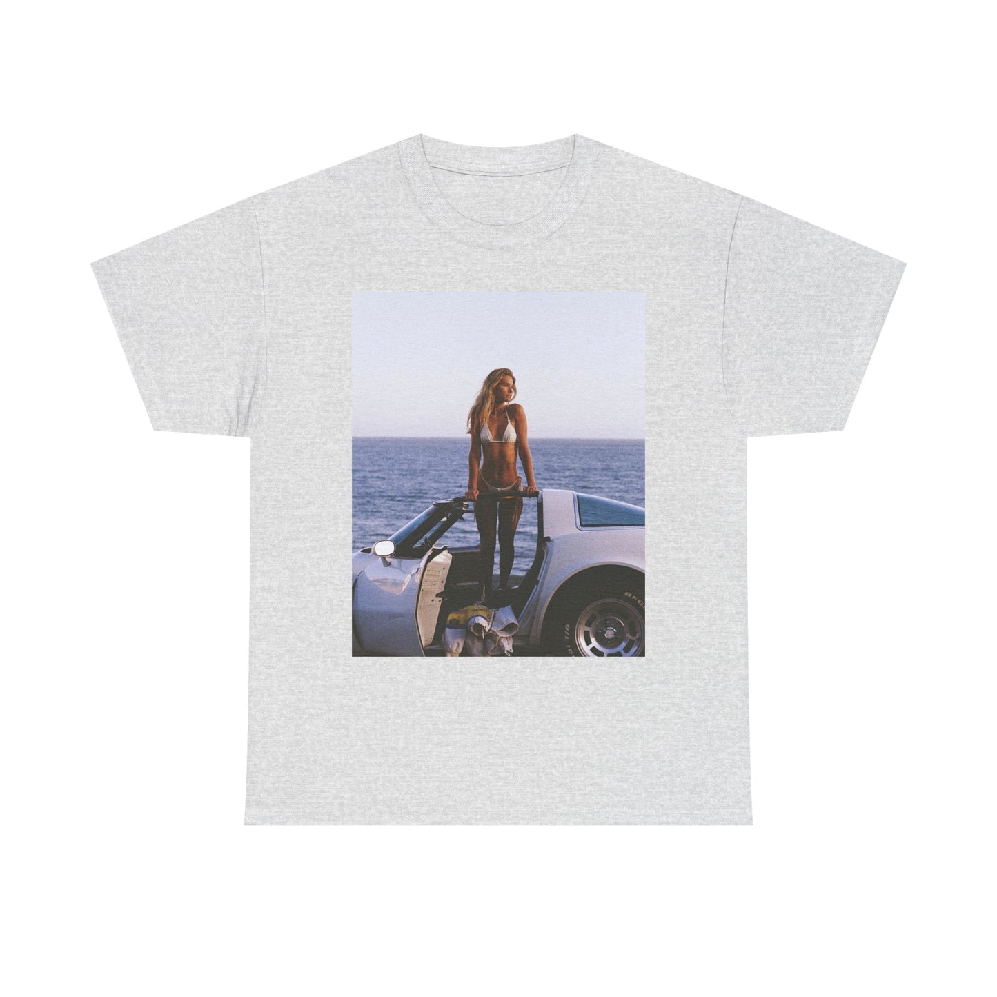 Corvette On The Beach Graphic T Shirt S-5XL Unisex Heavy Cotton Tee