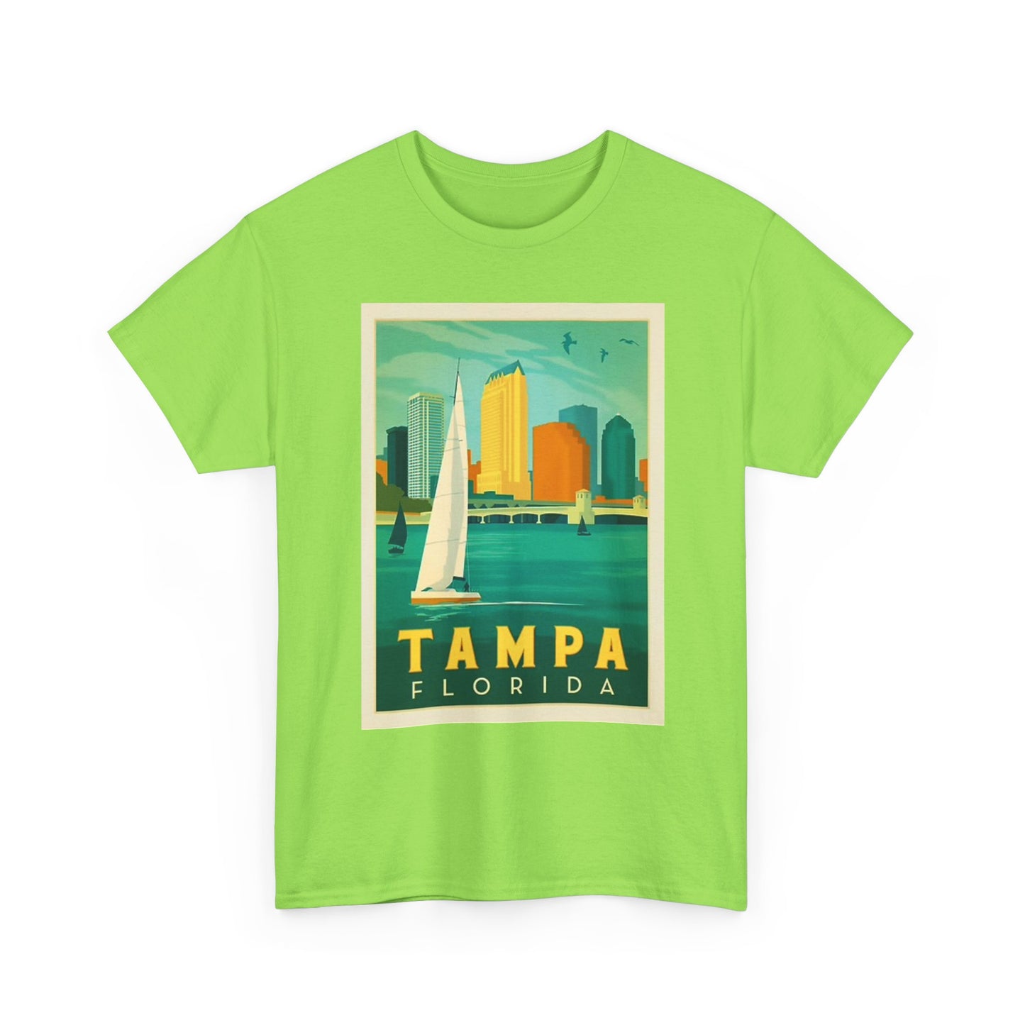 Tampa Florida Graphic T Shirt Vintage Sailing Beach Unisex Heavy Cotton Tee