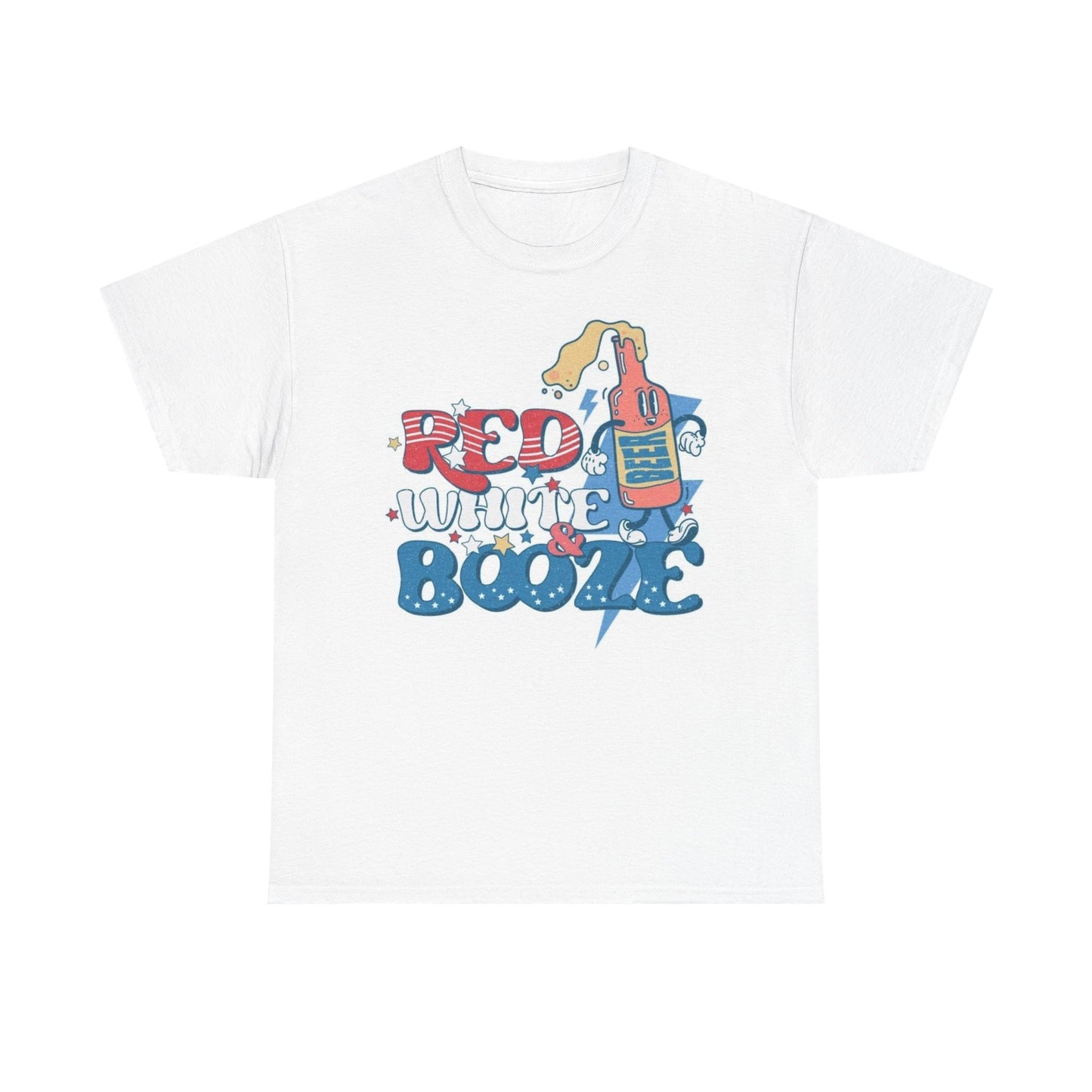 Red White And Booze Graphic T Shirt Men's Heavy Cotton Tee