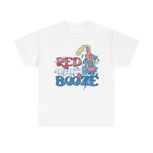 Red White And Booze Graphic T Shirt Men's Heavy Cotton Tee