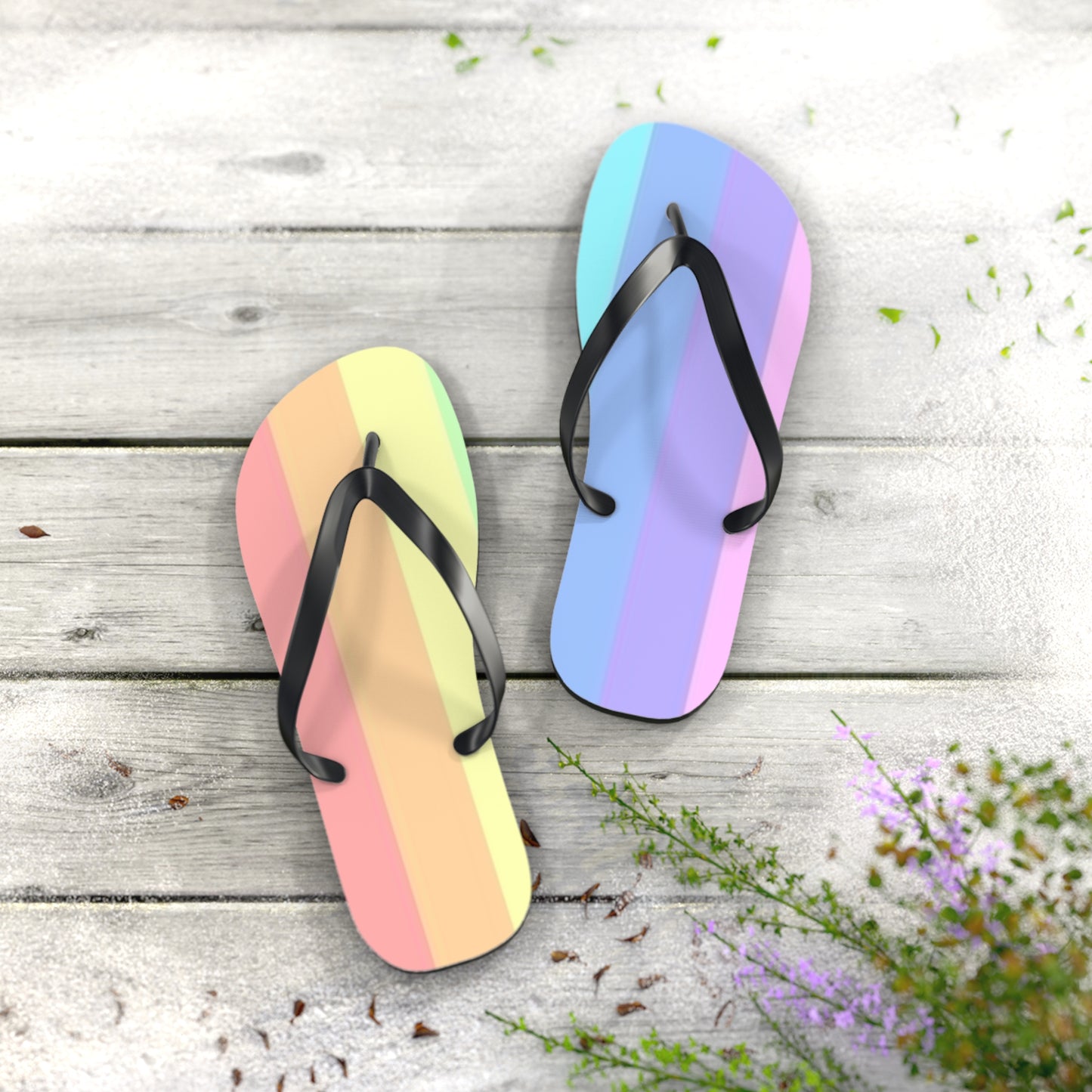 Rainbow Beach Sandals, Slides for Summer, Flip Flops, Water Resistant