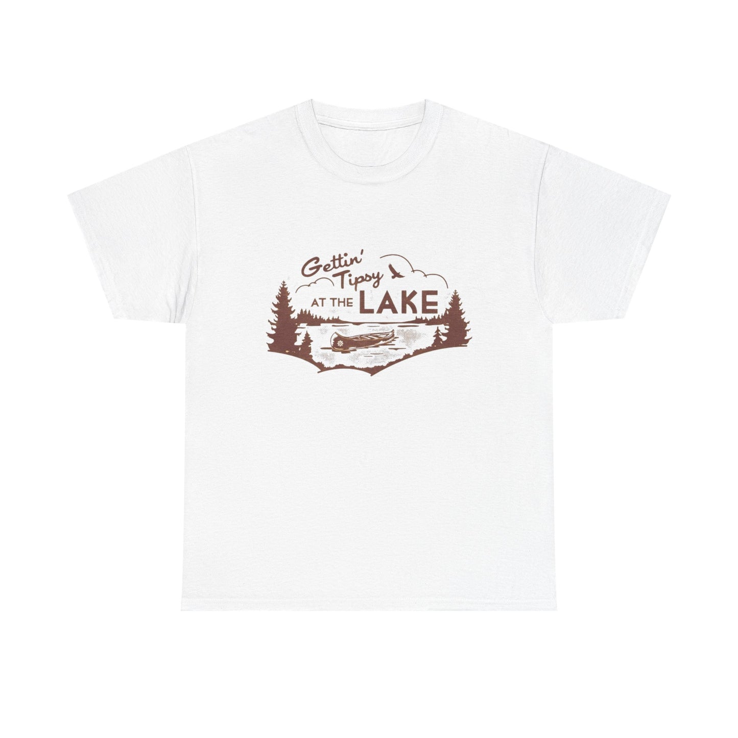 Getting Tipsy At The Lake Retro Graphic T Shirt NEW ADULT TEE Cotton