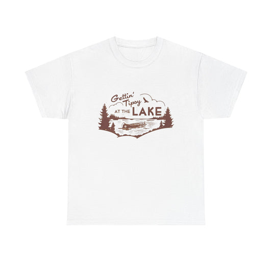 Getting Tipsy At The Lake Retro Graphic T Shirt NEW ADULT TEE Cotton