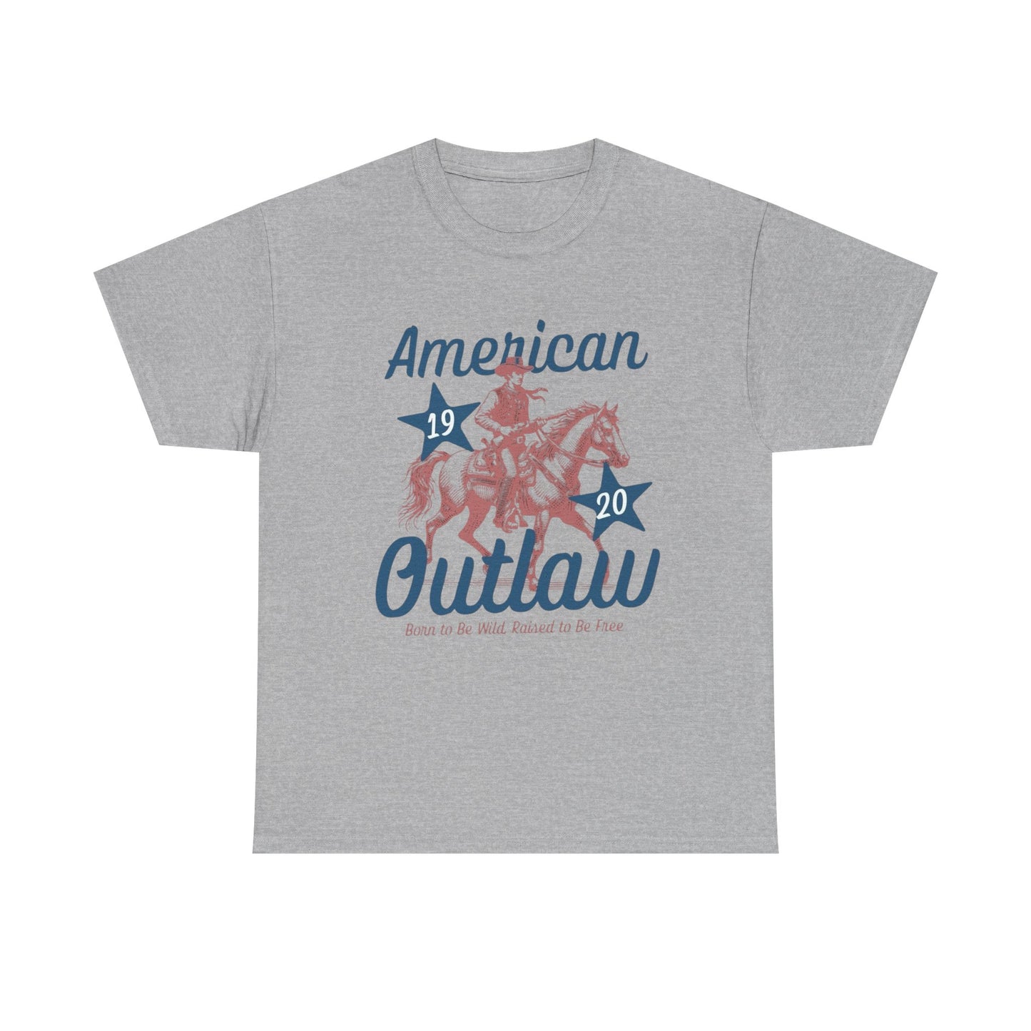 American Outlaw Horse Graphic T Shirt Unisex Heavy Cotton Tee